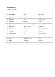 English Worksheet: What is the odd one? Aminities and facilities