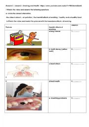 English Worksheet: 9th Form lesson 2 smoking and health