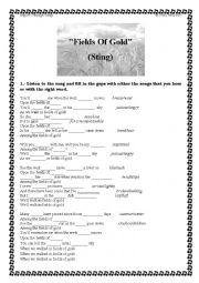 English Worksheet: Fields of Gold, by Sting