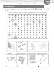 English Worksheet: School Subjects 