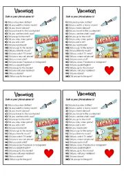 English Worksheet: Vacation conversation