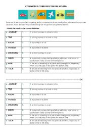 English Worksheet: Tourism - Commonly confused travel words