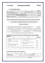 English Worksheet: Pollution Review