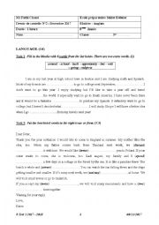 English Worksheet: 8 Test 2 2017-2018