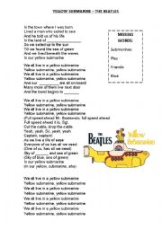 English Worksheet: YELLOW SUBMARINE SONG