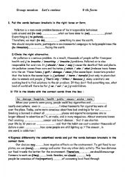 English Worksheet: Review 9th form  module 3