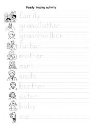 English Worksheet: Family tracing activity