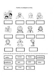 English Worksheet: Family cut and paste activity