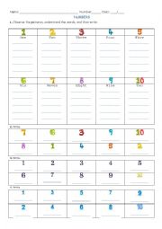 English Worksheet: Numbers activity for kids