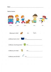 English Worksheet: Possessive case