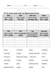 English Worksheet: Teach Ss to make Wh-Questions step by step 1