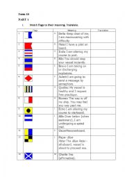 English Worksheet: International maritime signal flags 