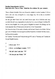 English Worksheet: Reading Comprehension Activity
