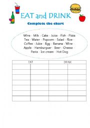 English Worksheet: EAT and DRINK - Simple Present Sheet