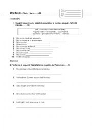 English Worksheet: test simple past tense A