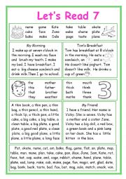 English Worksheet: Lets Read 7