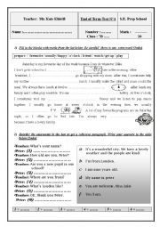 English Worksheet: global test 1 for 7th form