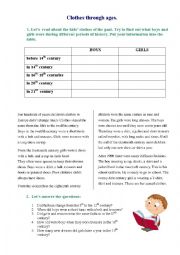 English Worksheet: Clothes through ages