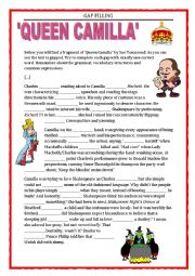 English Worksheet: QUEEN CAMILLA - GAP FILLING - FCE, CAE - REVISION