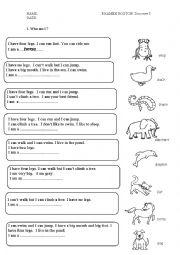 exam animals and parts of the body