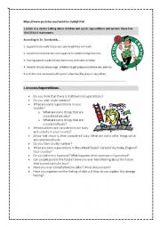 English Worksheet: Superstitions and sports