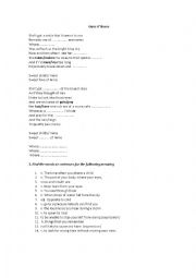 English Worksheet: Song Worsksheet - Sweet Child of Mine by Guns n Roses