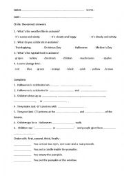 English Worksheet: AUTUMN