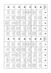 English Worksheet: Battleship sentence building