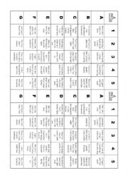 English Worksheet: Battleship sentence building