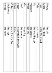 English Worksheet: Chores to match the parts