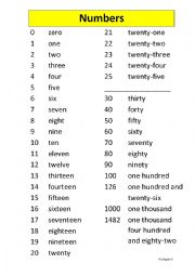 English Worksheet: Numbers 1-1000