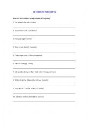 English Worksheet: FREQUENCY ADVERBS (I)