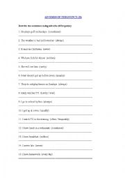 English Worksheet: FREQUENCY ADVERBS (II)