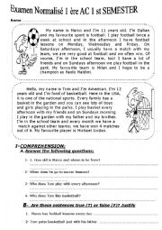 English Worksheet: global test for upper beginner level