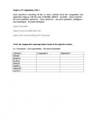 English Worksheet: Degrees of comparison