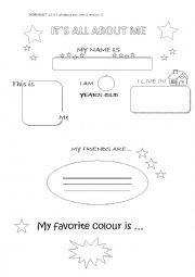 English Worksheet: All about me