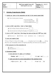 English Worksheet: Mid Term English Exam N1 listening