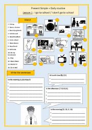 English Worksheet: Daily routine lesson 1