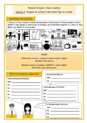 English Worksheet: Daily routine lesson 2