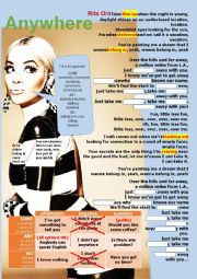 English Worksheet: Rita Ora - Anywhere