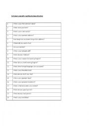English Worksheet: Tell about yourself (getting to know him/her)