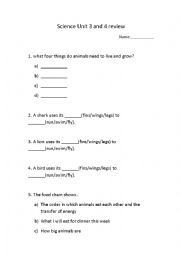 English Worksheet: Biology Test Habitat