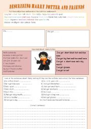 English Worksheet: describing harry potter and friends 