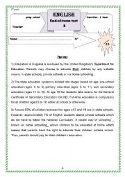 English Worksheet: end-term test 1 