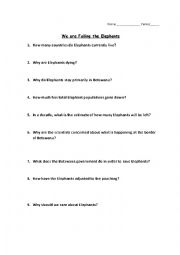 English Worksheet: Vanishing CNN - Elephants and Coral Reefs