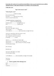 English Worksheet: Celine dion - a new day has come song worksheet