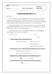 English Worksheet: end of term exam n 1