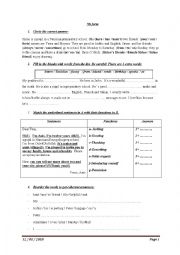 English Worksheet: review 7th form module 1 and 2