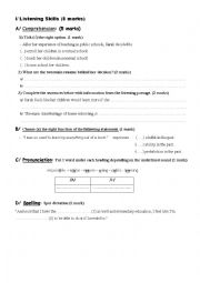 English Worksheet: Listening Test about home schooling