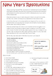 English Worksheet: New Year�s Resolutions